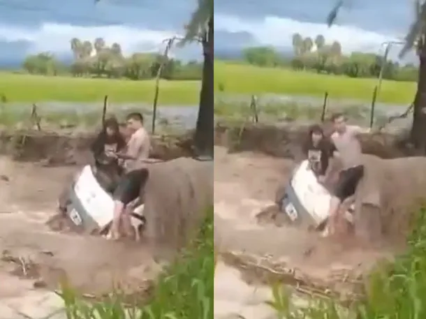 Rescate extremo en Salta: una pareja fue salvada tras quedar atrapada por una crecida repentina