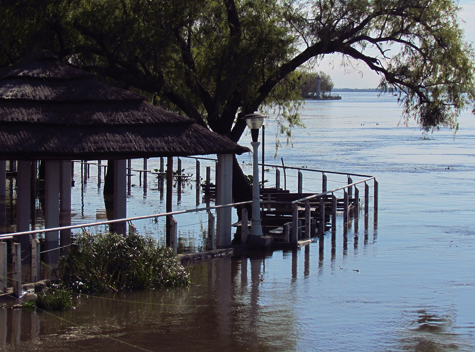 Costa inundada por la crecida del río Paraná